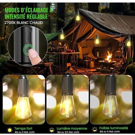 Lampe de Camping Rechargeable LED Portable IP65 – Lanterne à 3 Niveaux de Luminosité pour Randonnée, Urgence et Extérieur (1/3)