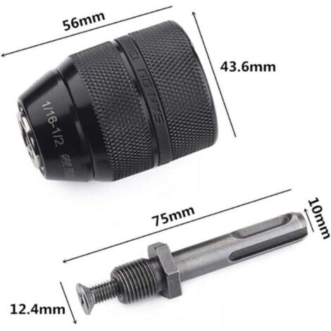 Mandrin Universel Autoserrant SDS pour Perceuse, 2–13 mm, Fixation Rapide Sans Clé, Filetage 1/2-20UNF, Robuste et Professionnel (1/3)