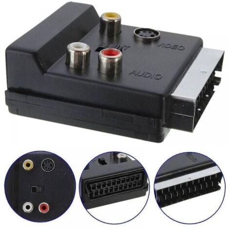 Câble Adaptateur Péritel 21 Broches vers 3 RCA et S-Vidéo avec Bouton Sélection Entrée/Sortie pour TV, Lecteur DVD et Console