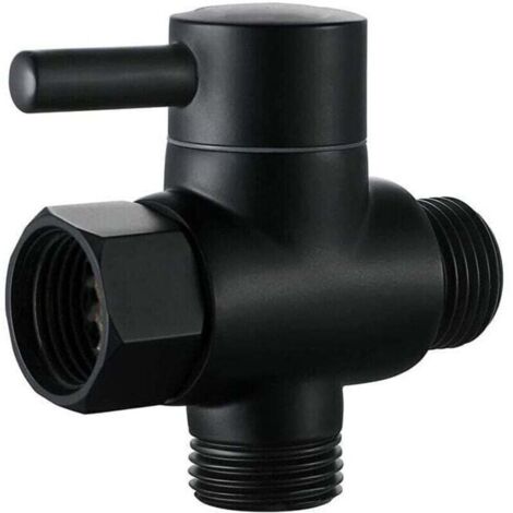 Robinet d’arrêt 1/2 pouce pour colonne de douche – Té de branchement pour douchette WC et pommeau – Finition noire (1/4)