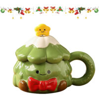 Christmas Mugs Set of Ceramic Coffee Mug with Lid Hot Chocolate Mugs, 14 oz Coffee Mugs, Hot Cocoa Mugs,Fall Mugs for Holiday Christmas Birthday Men Women Gifts