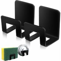 2Pcs Sponge Holders for Kitchen Sink,Premium SUS304 Stainless Steel Waterproof Sponge Holder Sink - Quick Drying Strong Adhesive Sponge Holder - Black