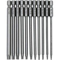 11 Pièces 100Mm S2 1/4Pouce Torx Tournevis Bits À Tige Hexagonale De Précision Foret Tournevis Magnétique De Sécurité T6-T40 Tournevis À Tête Longue Torx