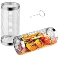 1 panier à grillades en acier inoxydable, panier à grillades rotatif à 360 degrés pour les grillades en plein air, accessoires de grillades pour divers aliments, cadeau d'anniversaire pour les hommes,