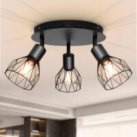 Plafonnier Industriel Spots et Rails de Spots Noir, Rampe Spot avec Douille E14, Barre de Spot 40W sans Ampoules