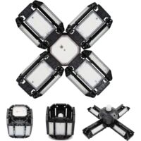 LED lumière de garage, Éclairage de garage à LED, plafonnier de l'atelier à réglable, éclairage E27 6000K, avec plusieurs panneaux réglables,15000 lumens, stockage de l'atelier de garage(noir)