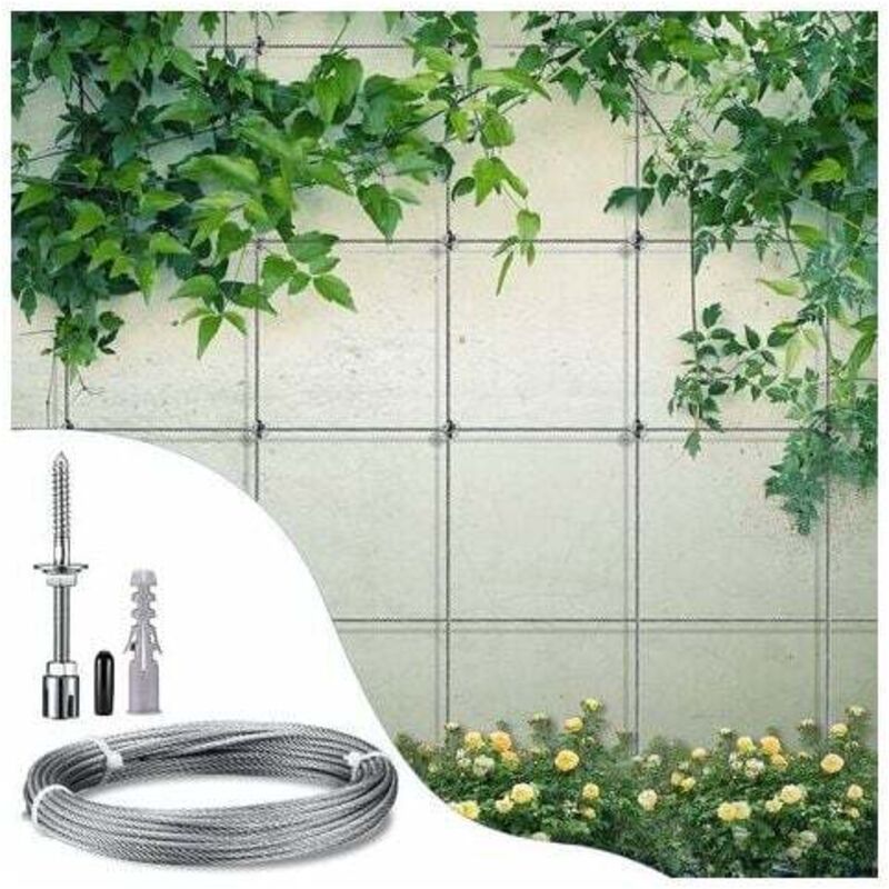 Tuteur Acier Inoxydable Plantes - Kit 12m Câble 3mm Avec Supports
