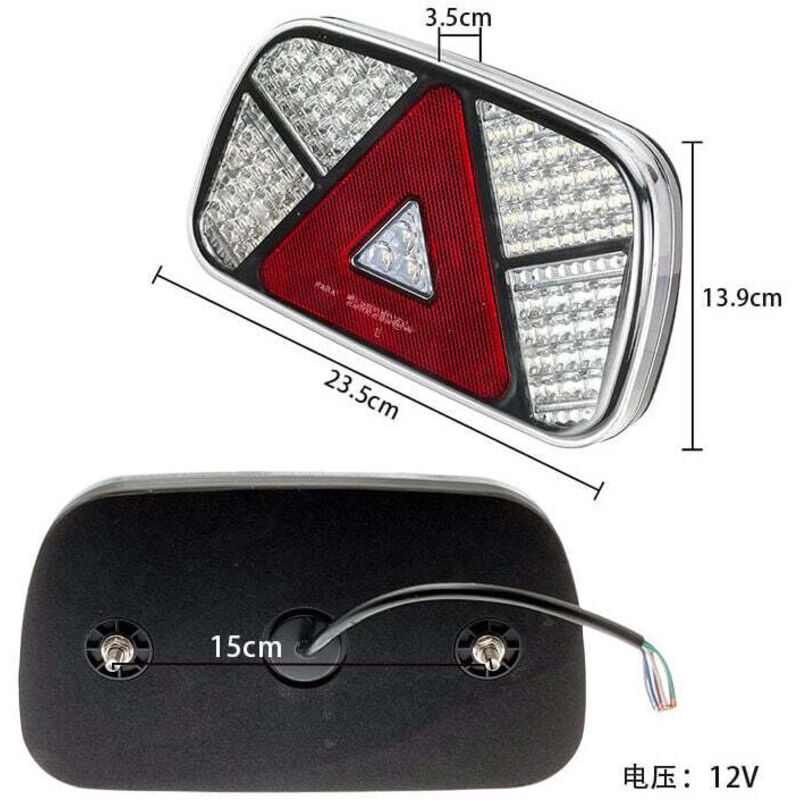 2x Feux Arrière Remorque LED - 12/24V - Stop, Clignotant, Feu Arrière - Étanches IP65 - Pour Camion, Caravane