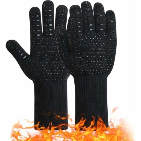 Gants isolés résistants à la chaleur pour micro-ondes BBQ No. 1 32 cm noirs (1/5)