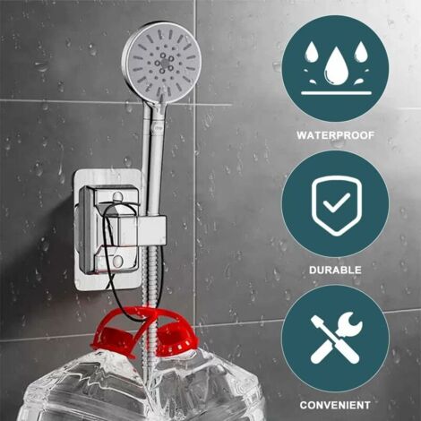 Support De Pommeau De Douche Sans Perçage - Adhésif Puissant, Réglable 360°, ABS, Pour Salle De Bain Maison Hôtel - 3