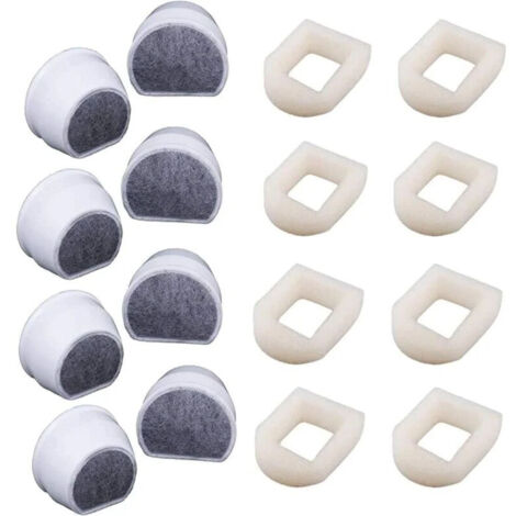 Lot de 16 Préfiltres en Mousse et Filtre à Carbone Compatible avec PetSafe Drinkwell Fountain INOX 360 Avalon Pagoda Seascape et Sedona Fontaines, Filtre pour Fontaine à Eau Chat Chien,DEBUNS (1/6)