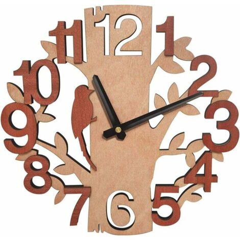 Oiseau Blanc Double Couche Stéréo Oiseau Horloge Murale Maison Horloge Murale Silencieux Arbre Horloge Murale (1/5)