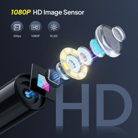 Caméra Endoscopique DEPSTECH DS260 – Écran IPS 2,4", Zoom 2x, HD 1080P, étanche IP67, Câble 5 M | Pour Inspection Plomberie, Auto, HVAC