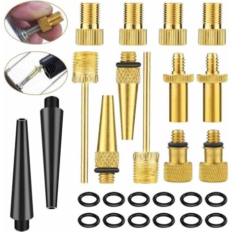 Embout de gonflage, Ohjijinn Kit de 26 Pcs Adaptateurs Valve Vélo en Laiton Valve de Vélo Embout Gonfleur Velo Adaptateur Gonflage Velo Raccord Gonflage Velo Anti-Corrosion pour DV AV SV Vélo Pompe Co (1/5)