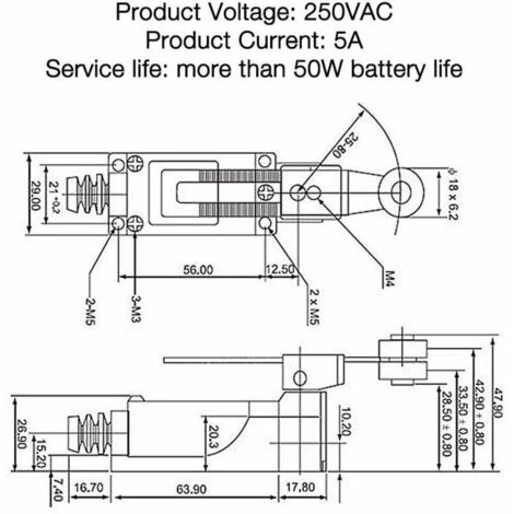 Lot De 2 Interrupteurs De Fin De Course ME-8108 à Roulettes Réglables - NC-NO Pour CNC Et Applications Électriques