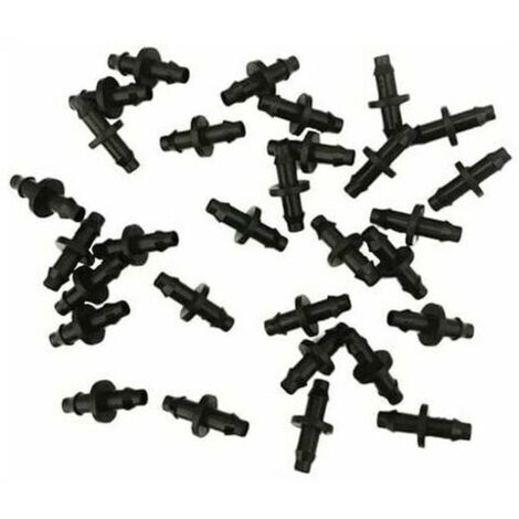 100pcs Connecteurs cannelés 4/7 kit de raccords d'irrigation raccords cannelés Droits pour système de Tuyau d'irrigation Goutte à Goutte (Noir)