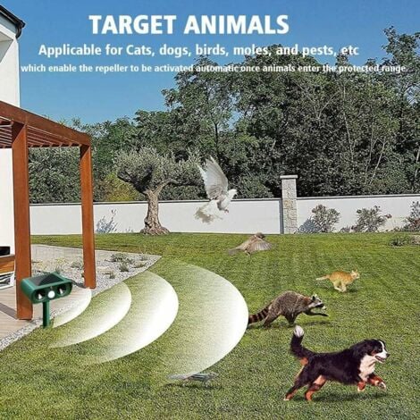 2 Répulsifs à Animaux Solaires - Ultrasons Et LED - IP55 étanche - Pour Chats, Chiens, Renards - Jardin