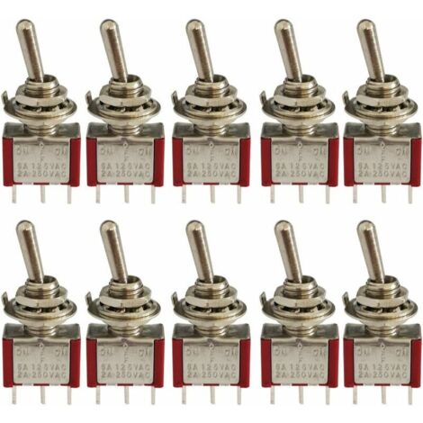 Aexit Interrupteur à Bascule Rond SPST AC250V / 6A 125V / 10A 20mm Diamètre 5pcs Rouge QB986957Z567864X