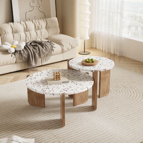 Table basse composable moderne, ensemble de 2 tables d'appoint pour salon, canapé, table d'appoint, balcon (1/5)