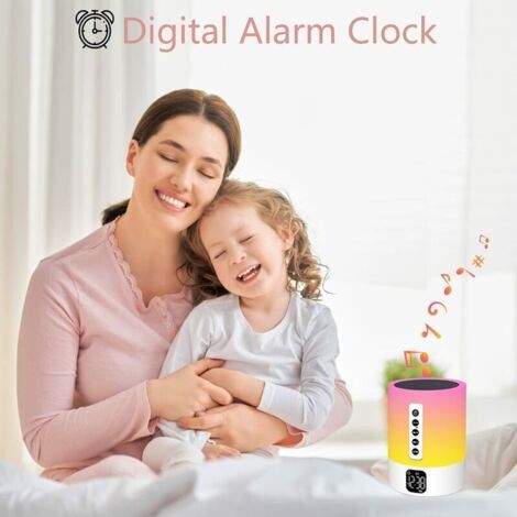 Lampe De Chevet Bluetooth Réveil Veilleuse - Enceinte Avec Bruit Blanc, Lumière Colorée, Pour Chambre Bébé Ou Ado (batterie 2400mAh)