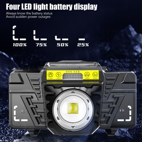 Lampe frontale,Lampe frontale LED avec capteur Zoom,Rechargeable,haute