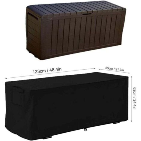 Housse De Protection Pour Coffre De Jardin - Tissu Oxford 210D Imperméable Anti-UV, Tailles S/M/L, Avec Sangle Et Fermeture