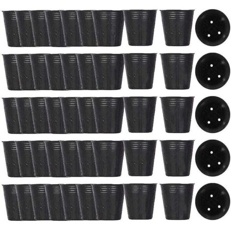 Lot de 500 pots de pépinière en plastique 8cm – Trous de drainage pour croissance rapide – Conception anti-enchevêtrement – Pour semis et plantes succulentes – Deckon