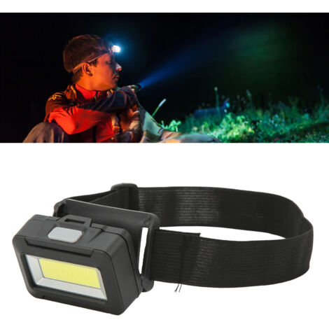 Lampe frontale ABS étanche alimentée par batterie ultra lumineuse COB lampe frontale montée avec bandeau confortable pour le camping en plein air noir,DUBUNS
