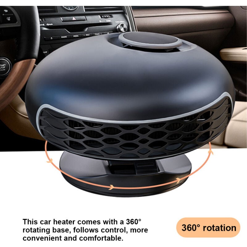 Ventilateur Voiture Chauffage Climatisation Dégivreur De Pare-brise Raguso - Chauffage Voiture 12V, 150W - Vent Chaud Et Froid, Rotation 360° Radiateur Usb Voiture