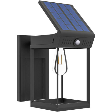 Applique Murale Solaire LED – Blanc Chaud Réglable, IP44 avec Capteur de Lumière, Noire, Pour Jardin et Terrasse (1/5)
