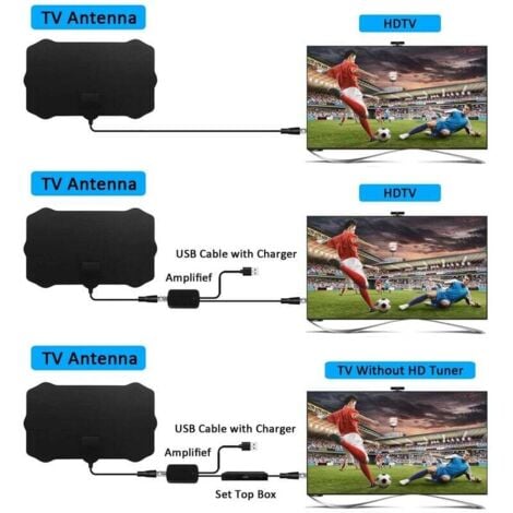 TV4 - Antenne TV Numérique D'intérieur DVB T2, Portée De 3000 Beauté