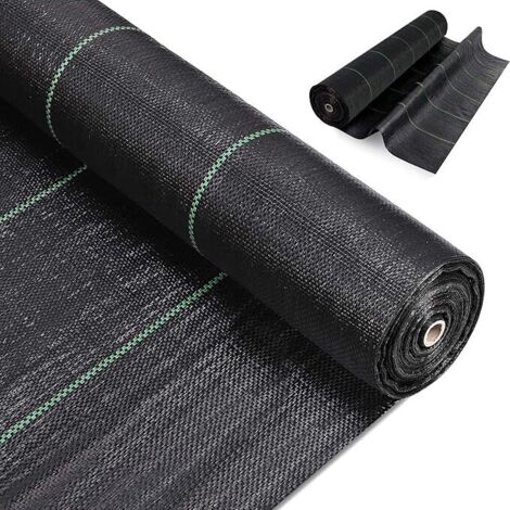 90g/1 pied carré,Toile de paillage , Géotextile, Toile de contrôle des mauvaises herbes dans le jardin, Tapis noir agricole, Inhibiteur de racines, Contrôle des mauvaises herbes, Toile perméable à l'e (1/5)