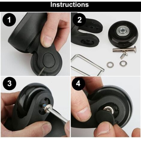 CHOYCLIT 4 pièces Roue Valise Universelle,50 x18mm Roues De Rechange pour Bagages,Roulettes De Rechange pour Valise,Roues De Valise à Bagages,Caoutchouc Métal Valise Kit pour Valise,Chariot à Main,Pou