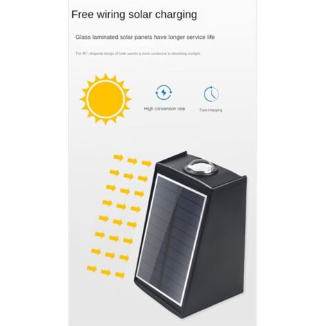 Applique Murale Solaire LED Double Tête Avec Détecteur De Mouvement - Étanche IP65 - Pour Jardin, Terrasse, Allée - Noir