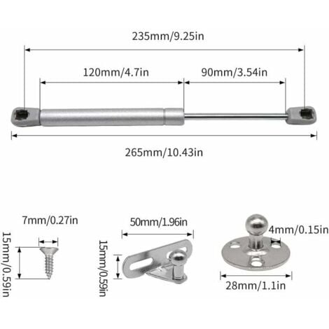 Verin Lit Coffre 160 ARANA – Lot De 2 Vérins à Gaz De 38,1 Cm Et 36,3 Kg, Pour Lit D'autocaravane, Trappe De Sol, Trappe De Porte, Banc, Couvercle De Boîte De