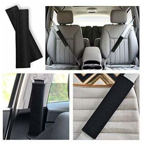 Housse De Ceinture De Sécurité Voiture - Coussin En Cuir PU - 23x6 Cm - Noir/Bleu - Confort Et Protection - 12