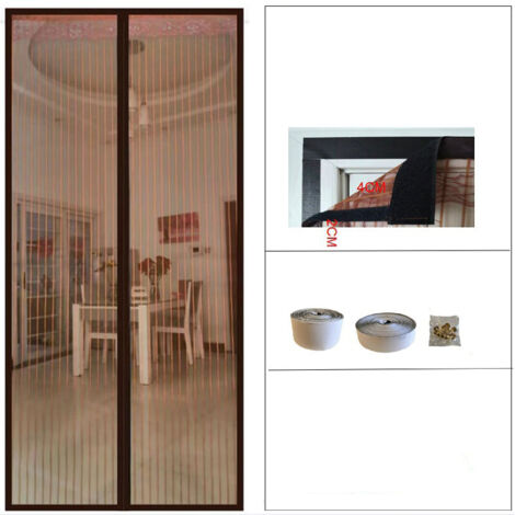Rideau de porte contre insectes,Moustiquaire Porte Magnétique 80x210cm (marron) (1/5)