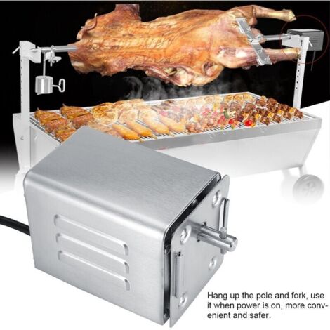 Moteur De Barbecue Rôtisserie 15W 40 Kg - Acier Inoxydable 220V - Pour Gril, Poulet, Kebab (Rotation 2.7 Tr/min)