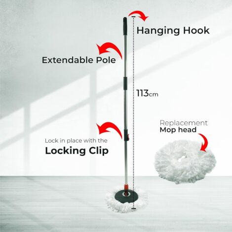 Serpillère Avec Seau Avec Rotateur, Système De Serpillère Réglable Pour Le Nettoyage Du Sol Et Ensemble De Seau, Système De Nettoyage De Sol Polyvalent Pour Entreprise à Domicile