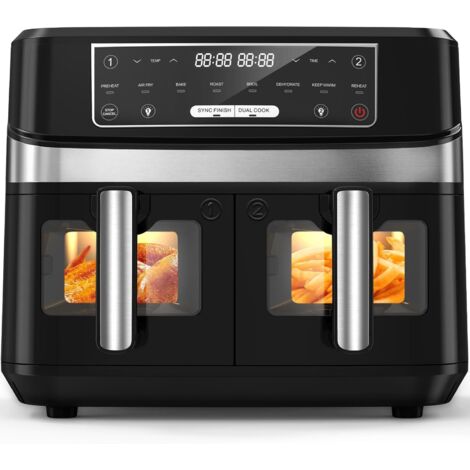 Friteuse Air Fryer Double Compartiment – Sans Huile, 4L, 1000W, LCD, Noir (neuf)