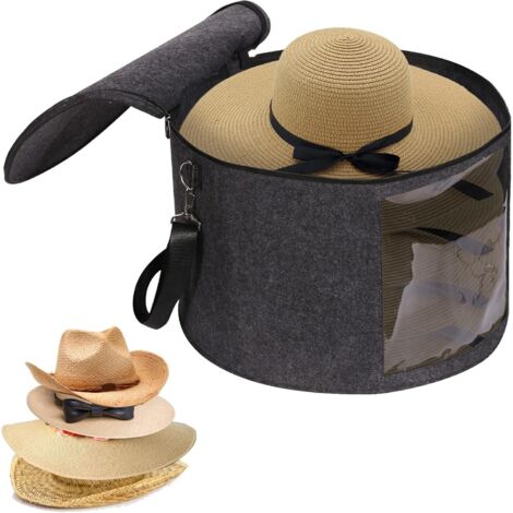 Oikabio Boîte De Rangement Pour Chapeaux De Voyage Ronde Pliable Avec Couvercle Anti-poussière