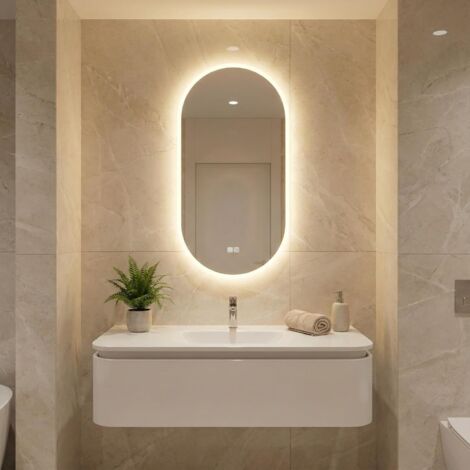 Miroir De Salle De Bain Rond Suspendu 50 Cm - Design Moderne Et Minimaliste Cadre Noir Sans Etagere 96219568