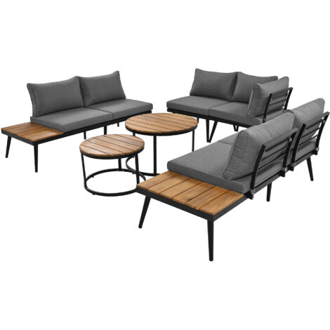 Salon de jardin pour 5-6 personnes, mobilier d'extérieur pour terrasse, balcon, jardin, intérieur/extérieur, cadre en fer galvanisé, ensemble de salle à manger 6 pièces (2 canapés 2 places, 2 fauteuil (1/5)