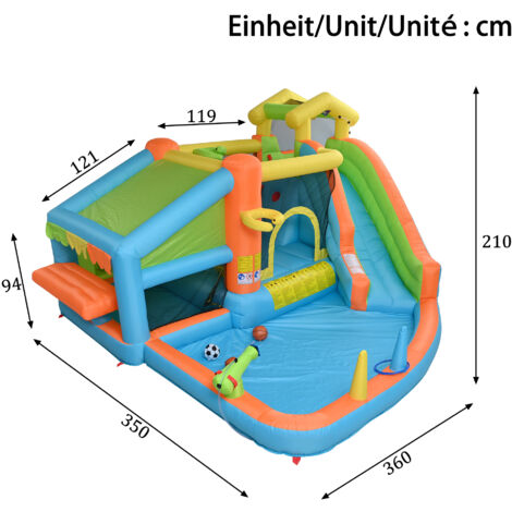 Château gonflable avec toboggan et souffleur 680W, maison de saut pour 3-10 ans