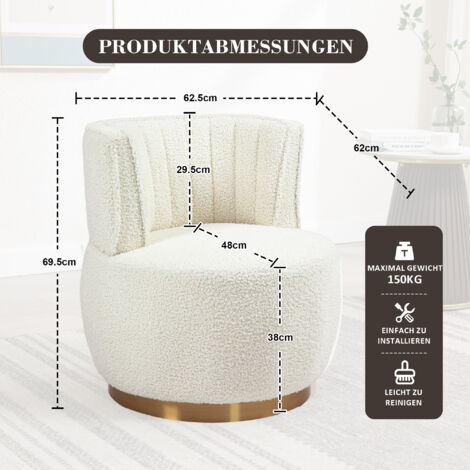 Fauteuil pivotant moderne 360°, fauteuil rond, finition velours teddy ...