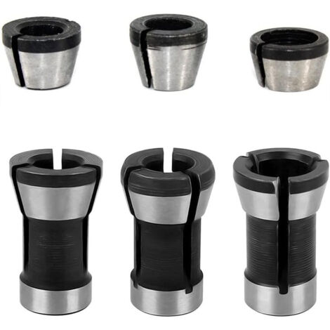 6pcs Adaptateur Pince de Serrage Fraise Defonceuse 6mm 6.35mm 8mm Mandrin de Fraiseuse Collet Mandrin de Fraise à Bois pour Affleureuse Défonceuse électrique