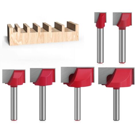 Lot de 6 Fraise de nettoyage pour fond de rabotage, 6mm Tige Fraisage à Menuiserie Fraise à Bois Fin Double Tranchant Nettoyage du Fond de Bois Routeur Bits Dia de Coupe 10/16/20/22/30/32mm (1/4)
