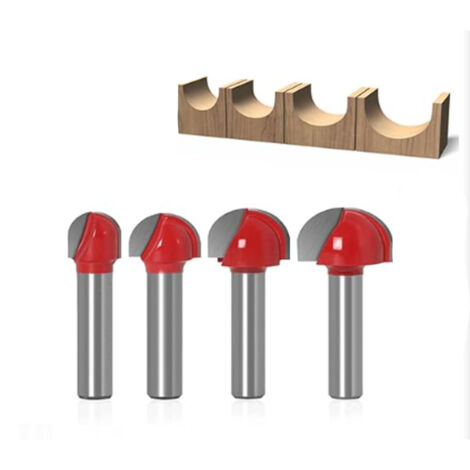 Fraise à Fond Rond Bois, 4PCS Router Bits 8mm Tige 16/ 22/25/32mm Fraise à gorges Carbure Queue Fraise à Rainurer pour Défonceuse Outil de Coupe Bit de Routeur (1/5)