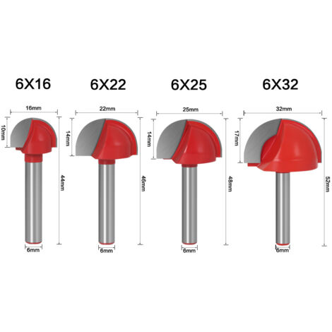 Fraise à Bois Demi-ronde 8mm - 2 Cannelures, Coupe Nette Pour Tiroirs Et Menuiserie Fine - Pointe Carbure YG6X