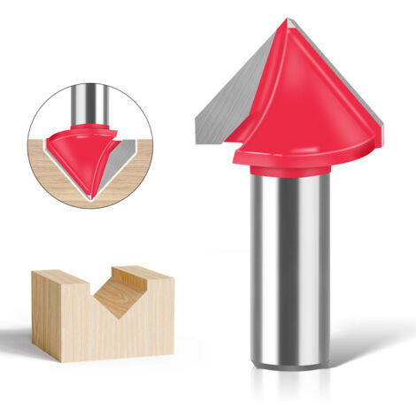 Fraise à Rainurer en Acier Tungstène Fraise en V 90 Degrés Tige de 12 mm Diamètre de 32 mm Pour Fabrication de Panneaux 3D Rouge (1/5)